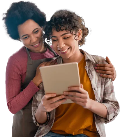 Two women on tablet